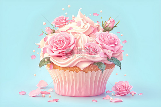粉色的奶油蛋糕图片