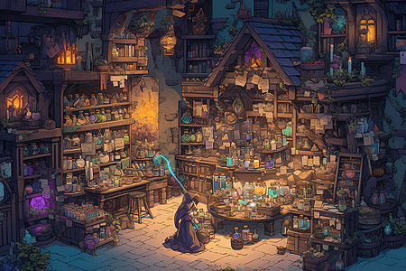 奇幻的魔法店铺背景图片