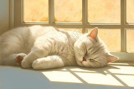 窗边睡觉的猫咪图片