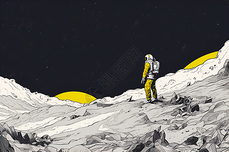 星球探索的宇航员插画图片