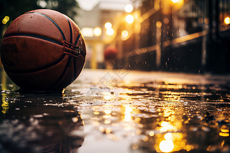 雨中的篮球图片
