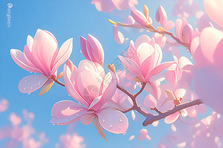 春天的美丽花朵插画