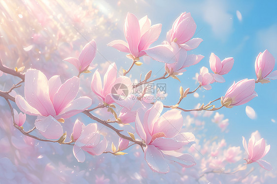 绽放春天的粉色花朵图片