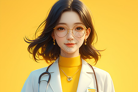 黄色背景上的医生图片