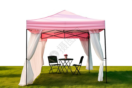 手绘亭子粉色的帐篷背景