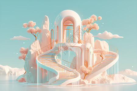 梦幻空间的建筑楼梯图片