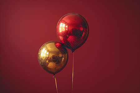 红色和金色的气球图片