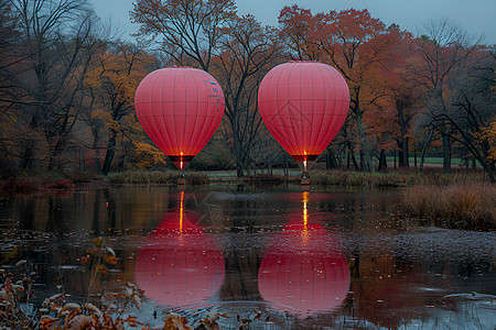 公园内的红色热气球图片