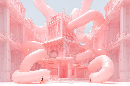 巨型粉色建筑图片