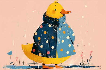 小黄鸭穿着雨衣图片