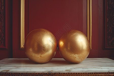 桌子上的金色气球图片