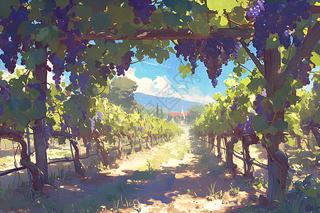 山谷中的农业葡萄园图片