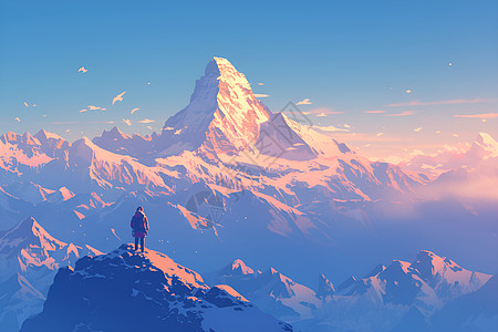山顶的人物插画背景图片