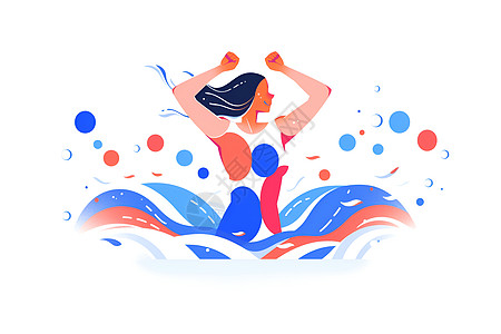 女子运动女子游泳运动员插画