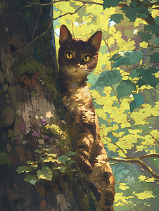 猫咪在树上图片
