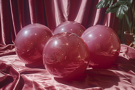 粉色丝绸上的气球图片