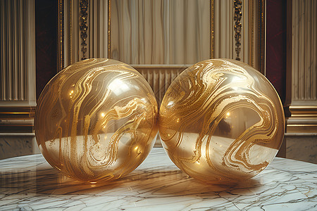 桌子上的金色气球图片