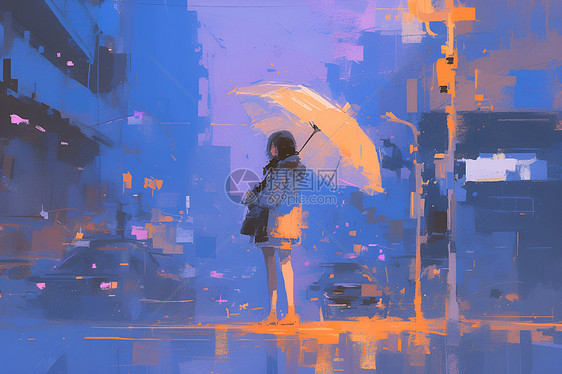 雨中的少女图片