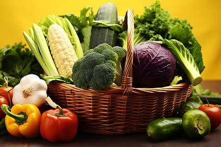 五彩斑斓的蔬菜篮子图片