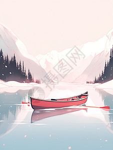 湖水中的红船图片