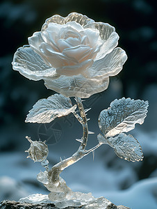 雪地中的玫瑰图片