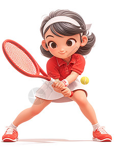 优雅的网球女玩家插画