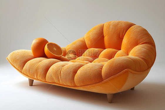 橙子切片和沙发图片