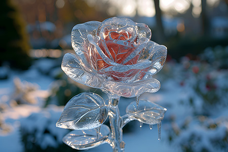 冰雕的玫瑰图片