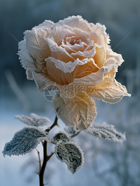 风雪中的玫瑰图片