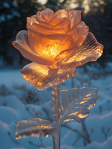 发光的冰冻玫瑰图片