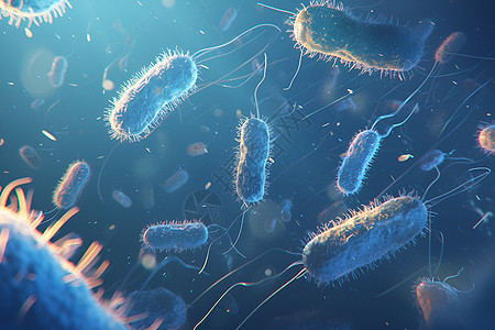 微观世界中漂浮的细菌图片