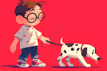 男孩和狗狗图片
