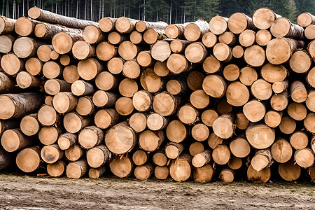 一堆木材伐木木材高清图片