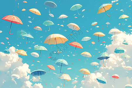 天空中的雨伞图片