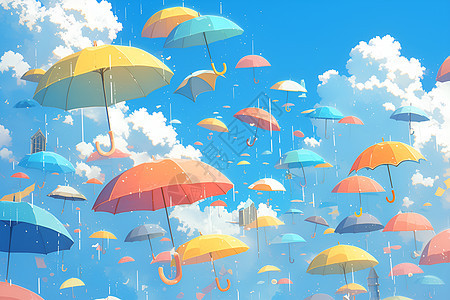 空中的雨伞图片