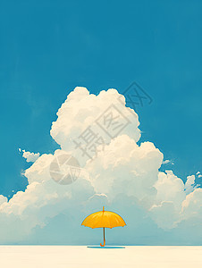 云朵下的伞图片