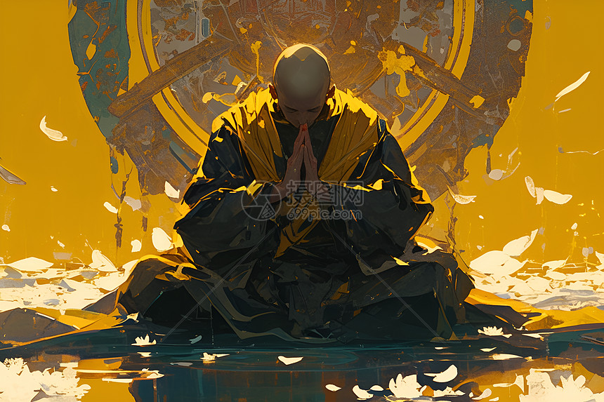 静思默想中的僧侣图片