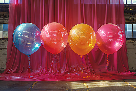 一排彩色气球图片