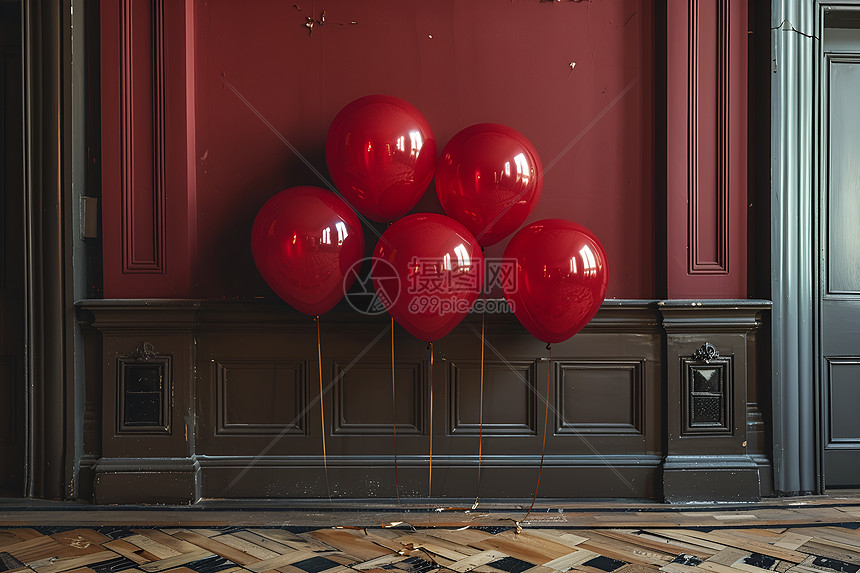 漂浮的五个气球图片