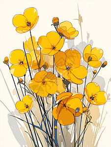 简约的黄色小花朵图片