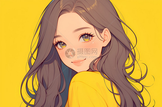 阳光少女插画图片