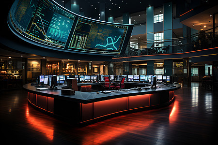证券交易大厅的屏幕图片