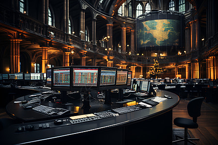 热闹繁忙的股票交易大厅图片