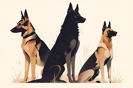 三只狗独特风貌图片