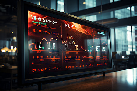 大屏幕上展示的股市走势图片