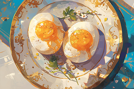 盘子里的鸡蛋图片