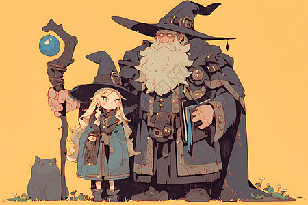 魔法老人和小孩图片