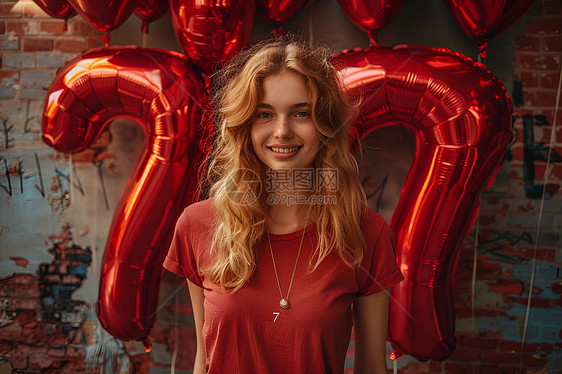 红气球与红衣女孩图片