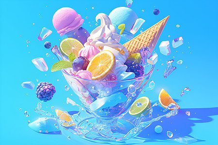 夏日甜品可口的雪糕插画
