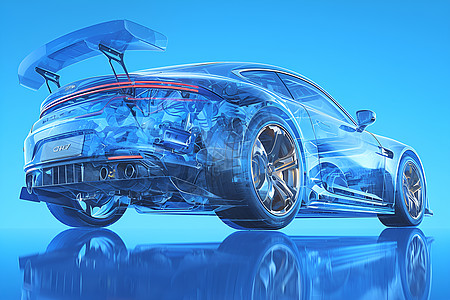 炫酷的蓝色跑车背景图片